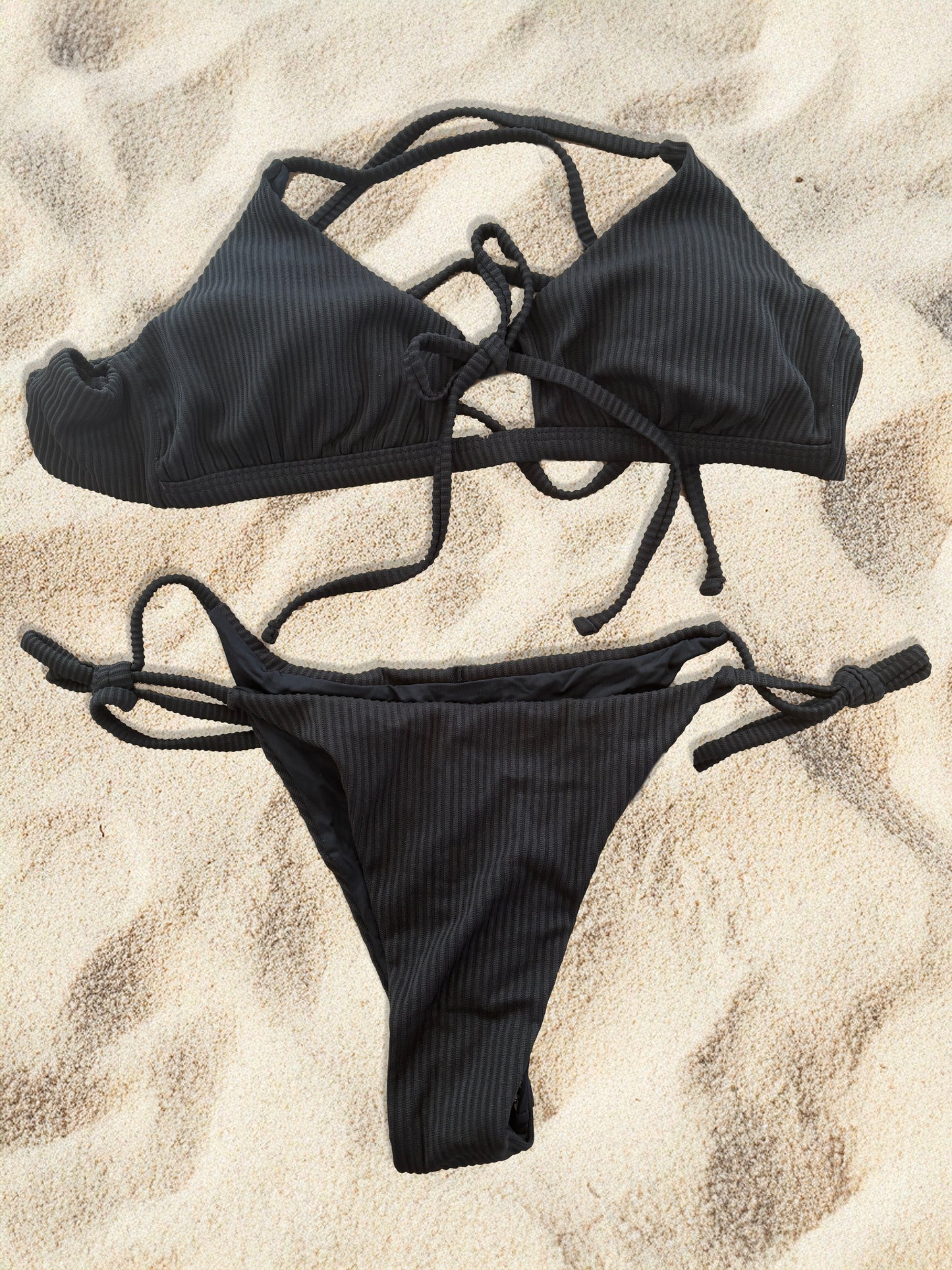 schwarz, Triangel, klassisch, Sommer, Bkini, Small