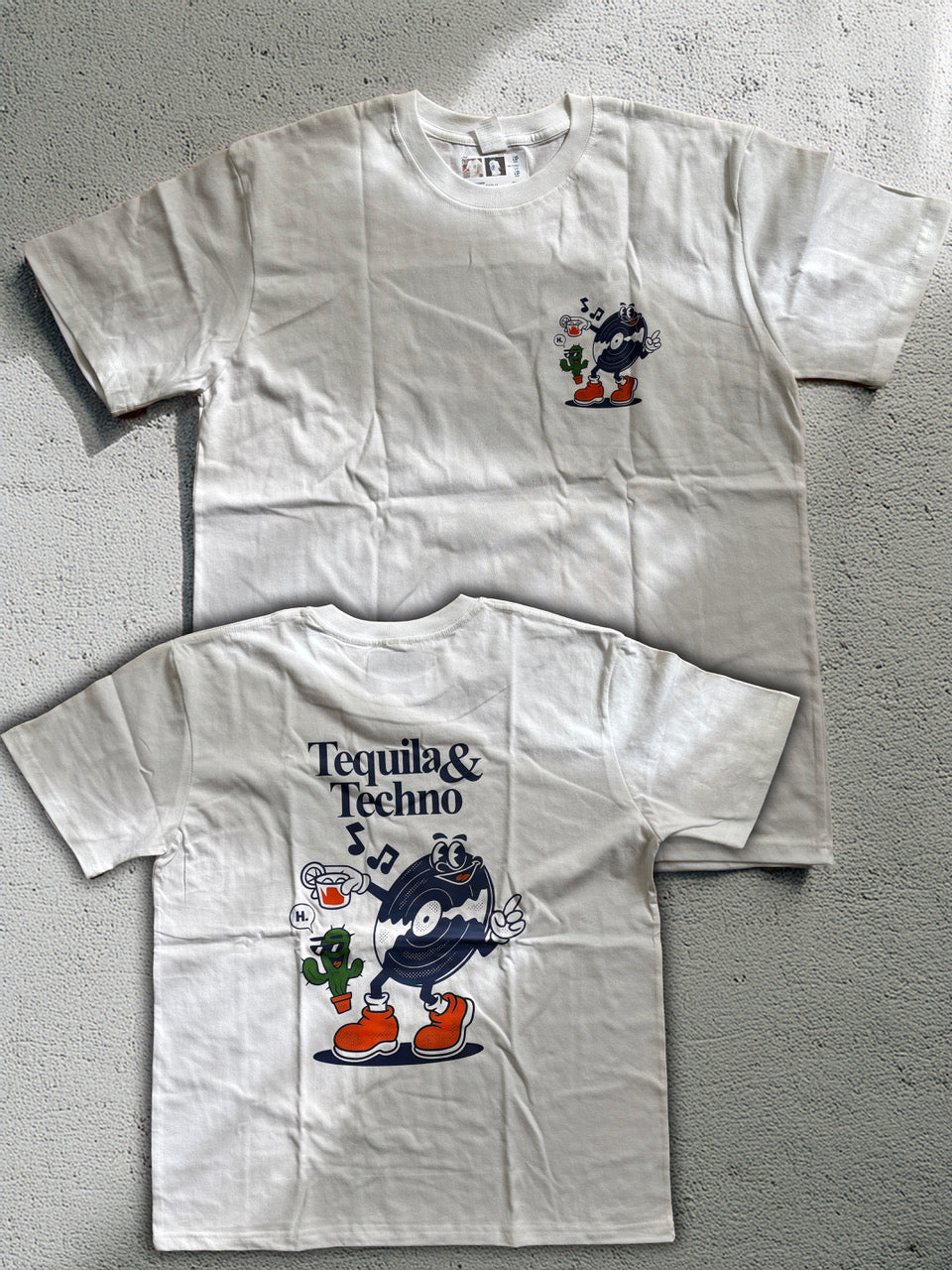 Tequila & Techno T-Shirt (Weiß, groß)