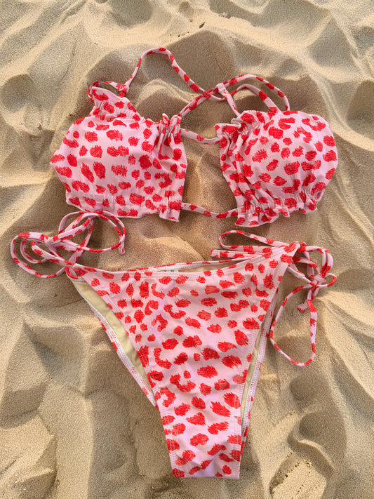 Bikini, Bikini L, Muster Print, Pink Rot, Sommer Bademode