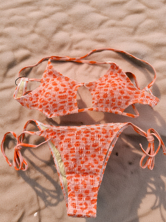 orange, Cutout, gemustert, verspielt, Bikini