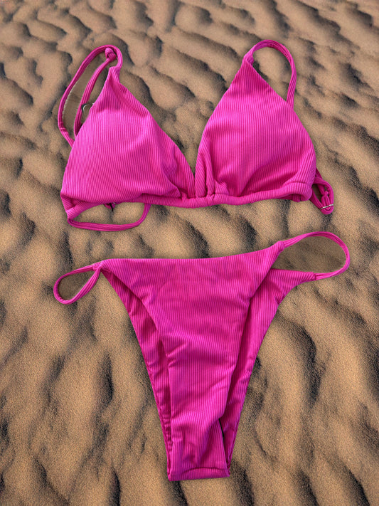 Bikini M, Pink, Gestreift, Sportlich, Sommerlook