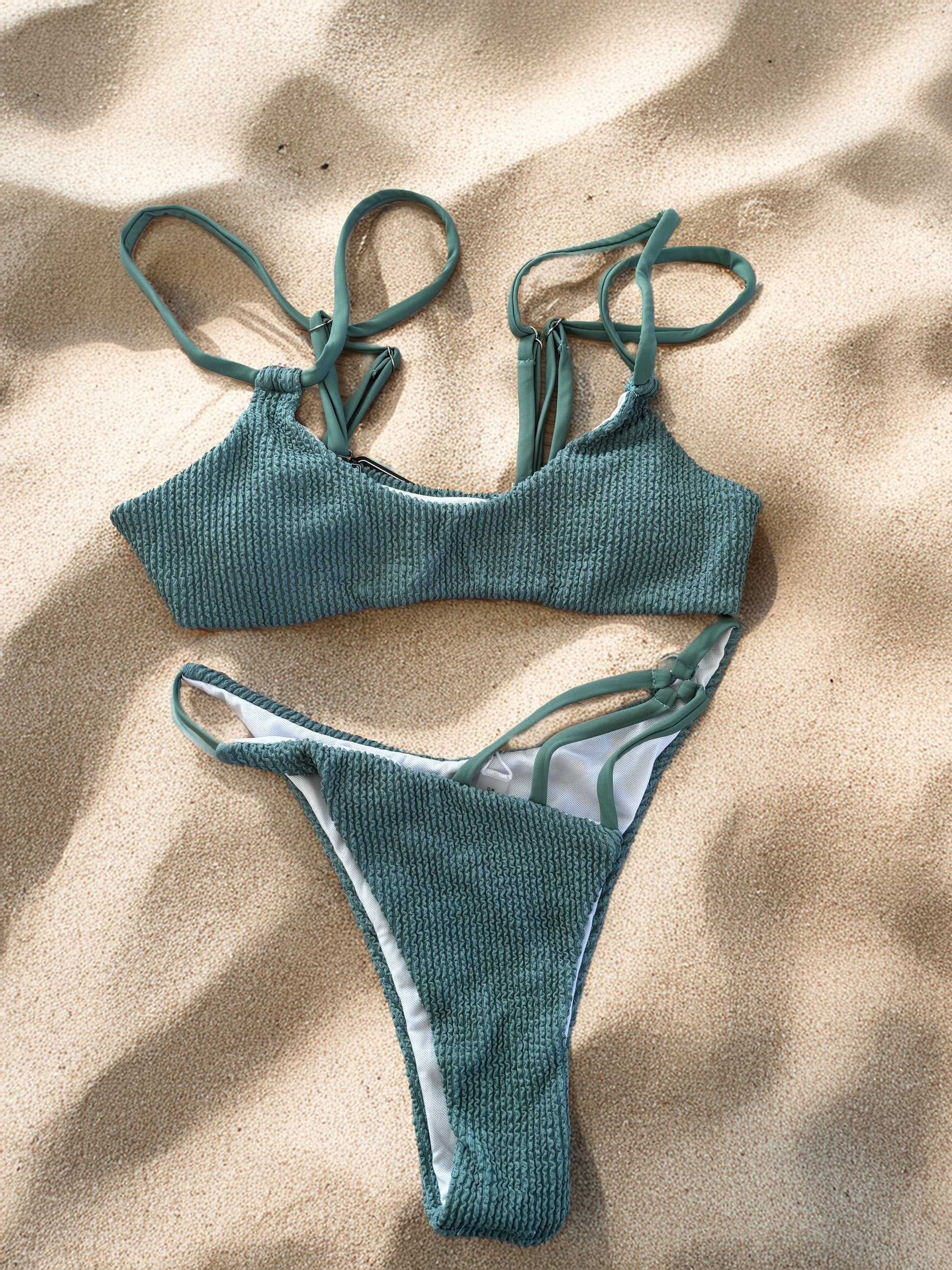 Bikini M, Salbeigrün, Zweiteiler, Struktur, Elegant