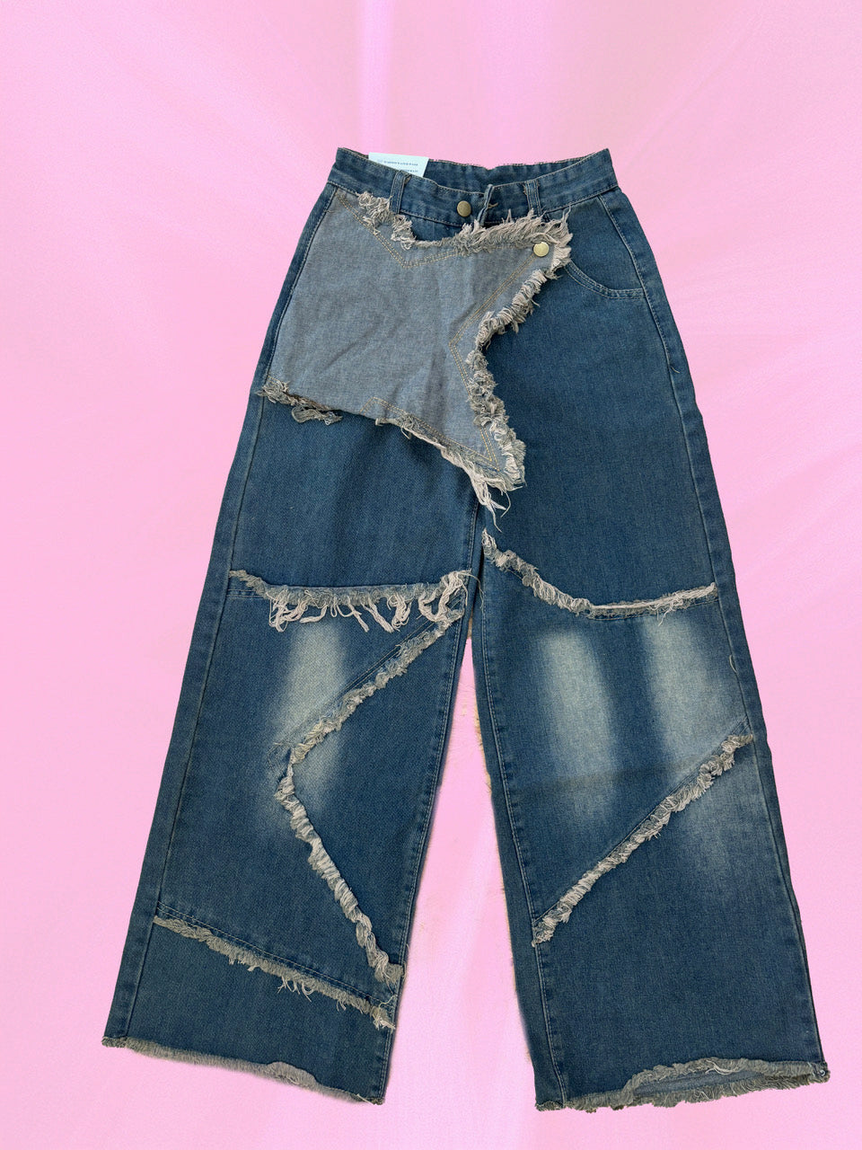 Wide Leg Jeans mit Fransen-Details