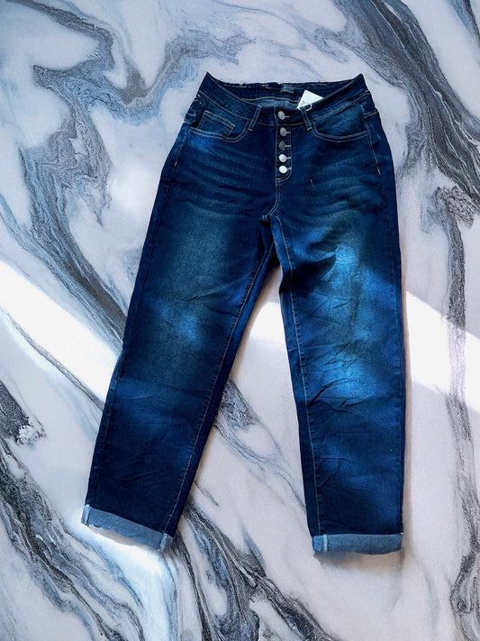 High Waist Jeans mit Knopfleiste