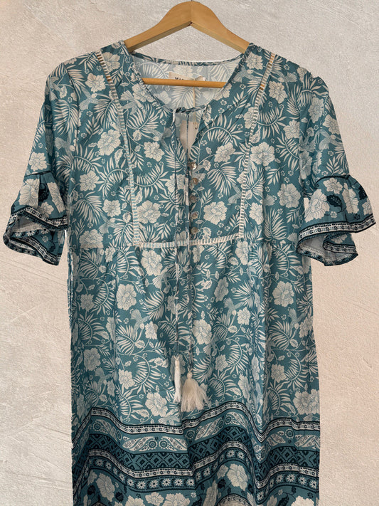 Blumenkleid Royalblau